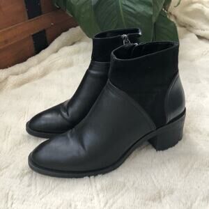 Zara Black Faux Leather & Suede Ankle Boots